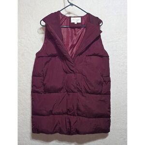 Aisioudi Burgundy Puffer Vest Womens XXL Quilted Sleeveless Full Zip Collar